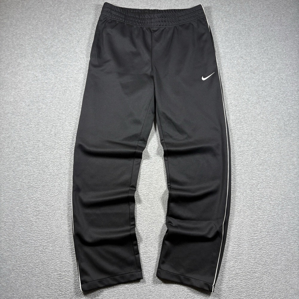 Y2K Nike Track Pants Mens M Black White Piping Warm Up Athletic Pants Sportswear